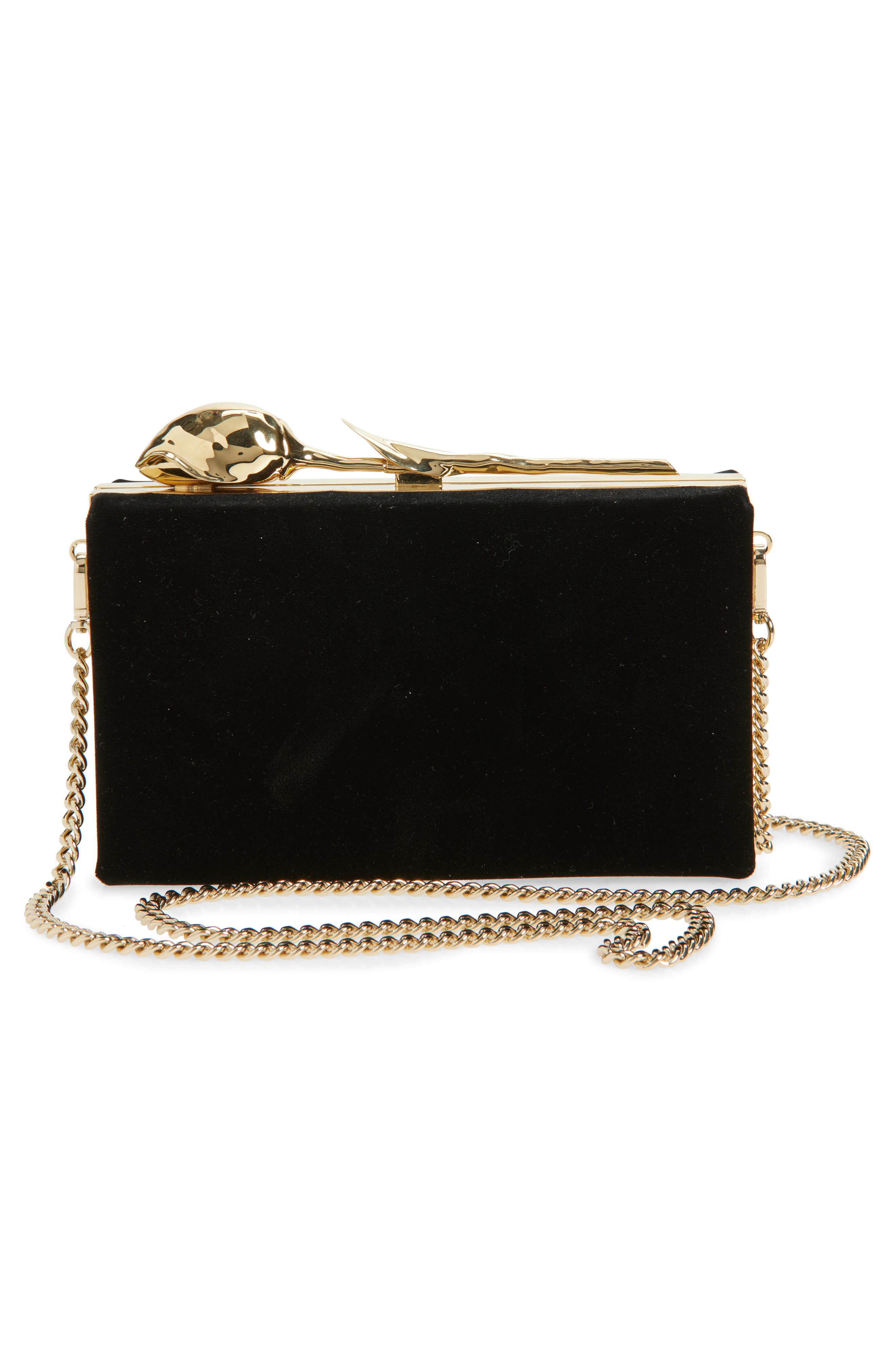 Erdem Bloom Velvet Clutch, Alternate, color, Black