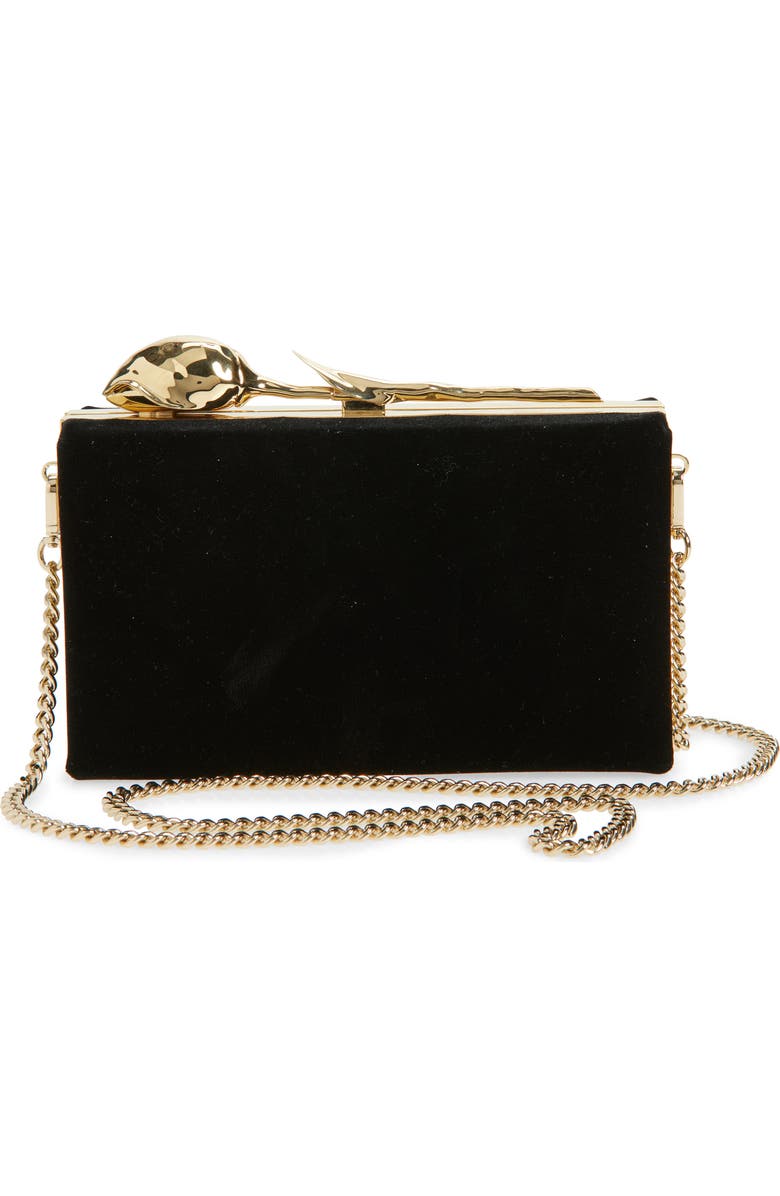 Erdem Bloom Velvet Clutch, Alternate, color, Black