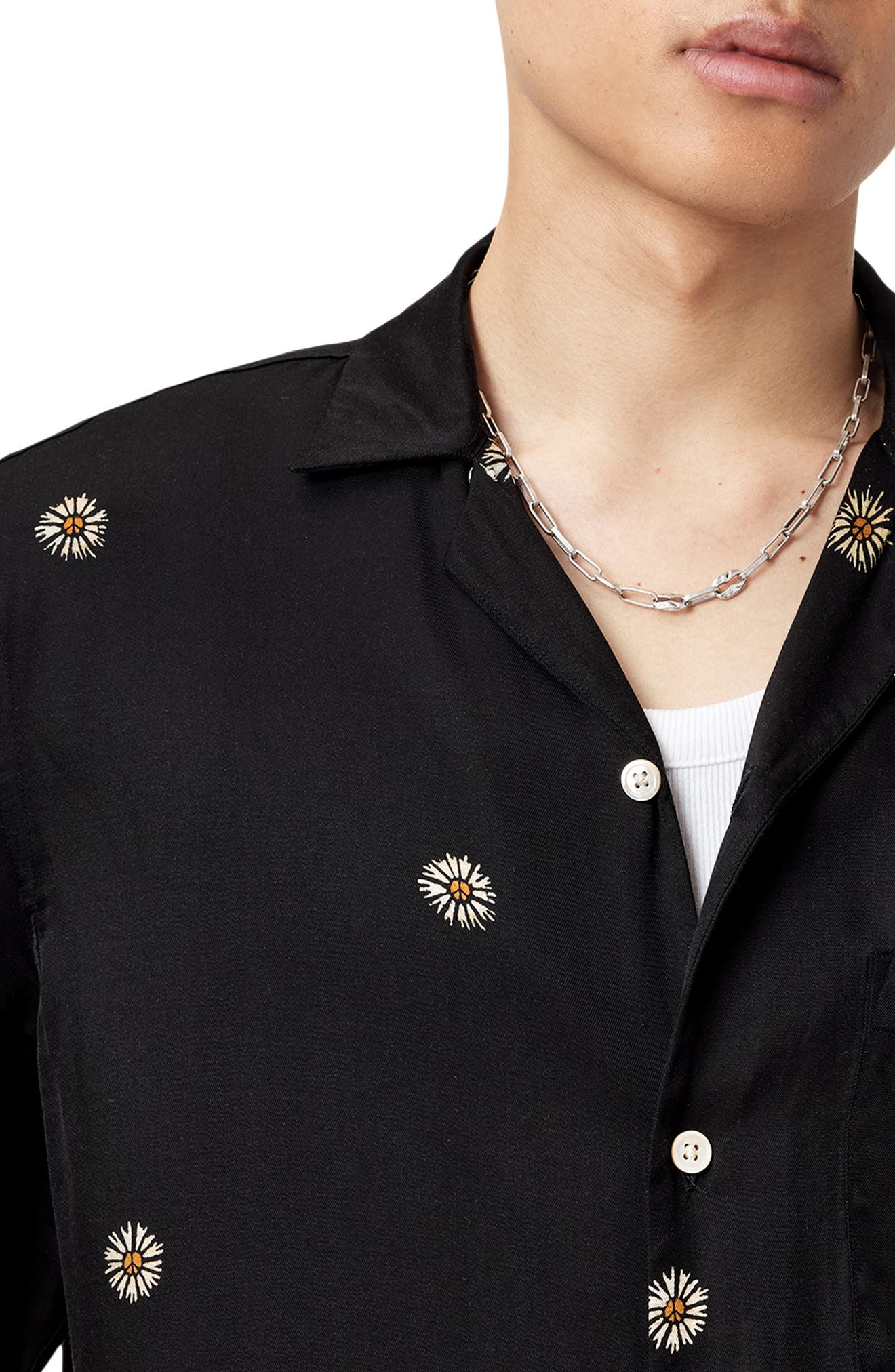 AllSaints Fleur Peace Camp Shirt | Nordstromrack