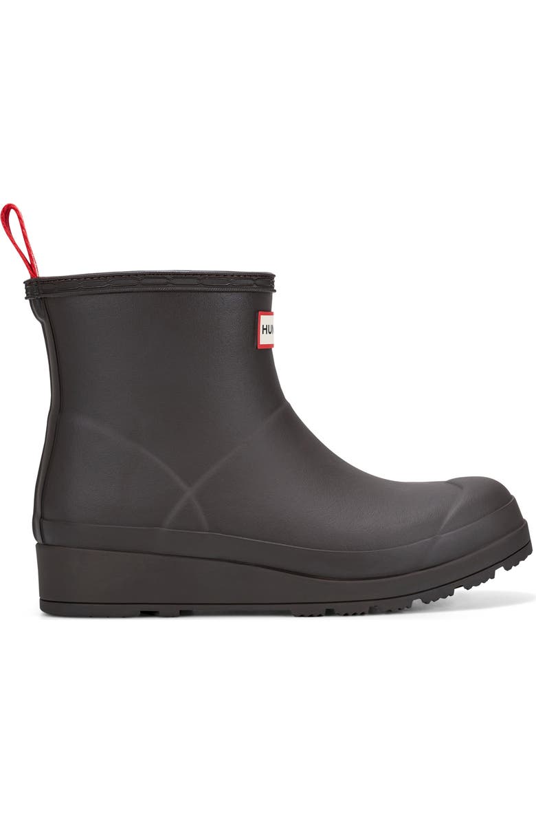 Hunter Play Short Faux Shearling Lined Waterproof Rain Boot, Alternate, color, Dark Brown