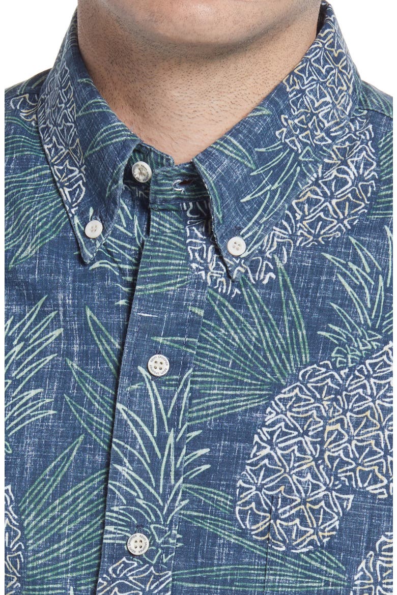 Hawaii Gold Regular Fit Short Sleeve Button-Down Shirt, Alternate, color, DRESS BLUES