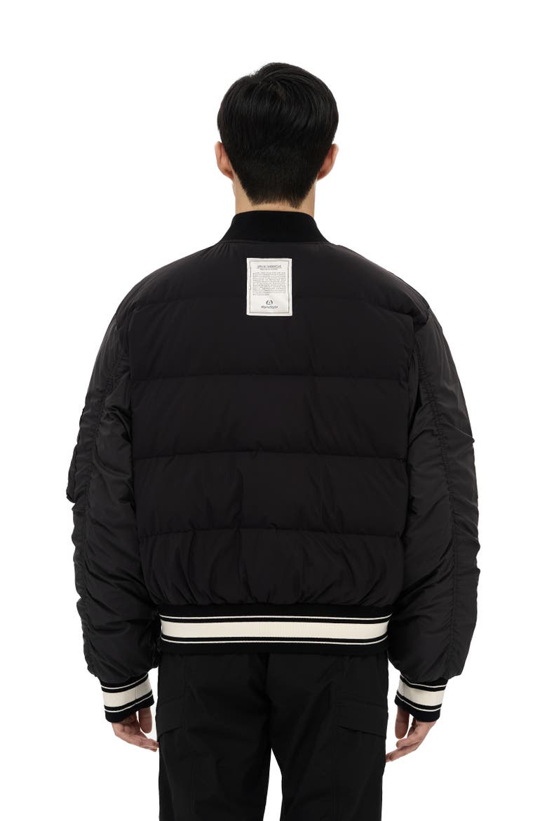 Hamden Mens Reversible Down Varsity Jacket, Alternate, color, Black
