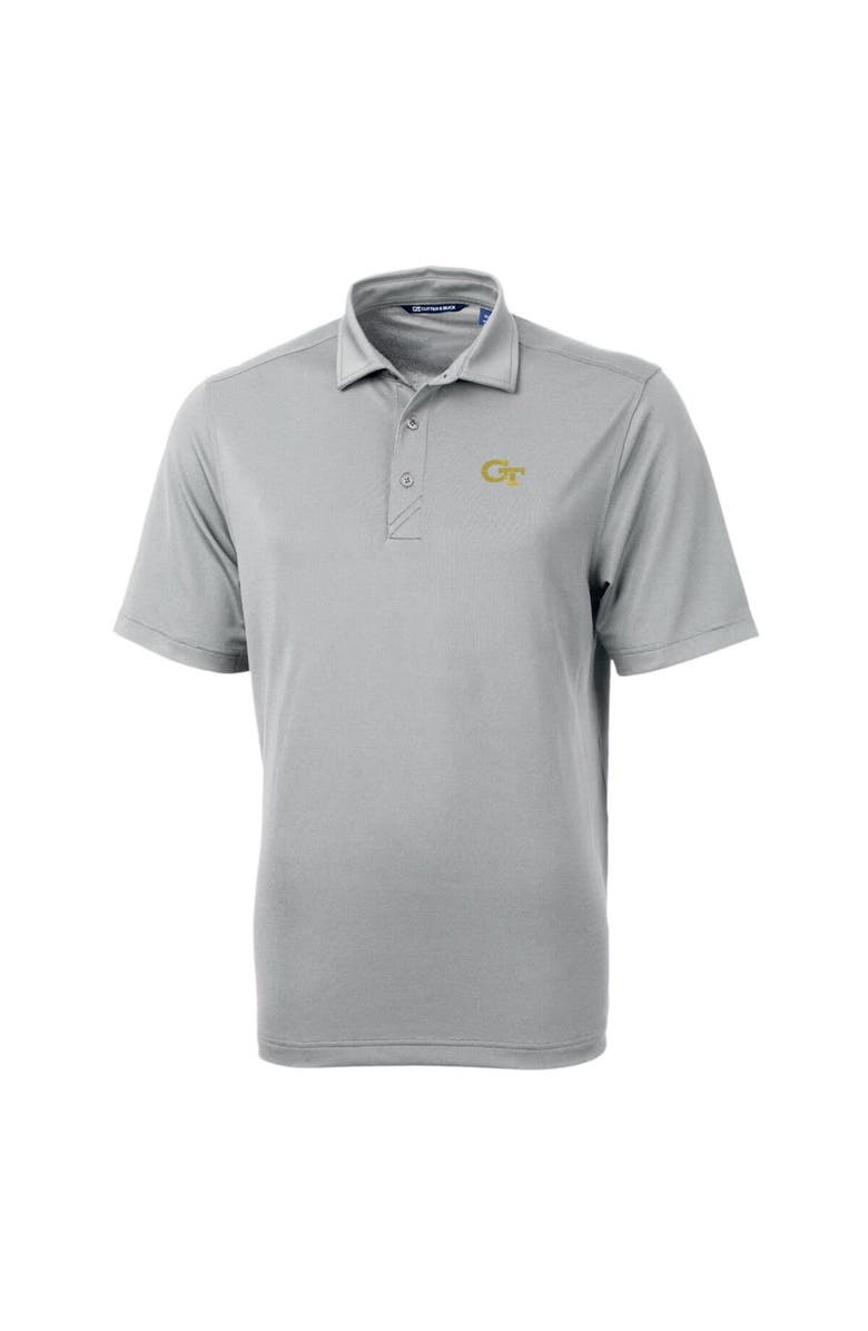Cutter & Buck Men's Cutter & Buck Gray Georgia Tech Yellow Jackets Big & Tall Virtue Eco Pique Recycled Polo, Main, color,