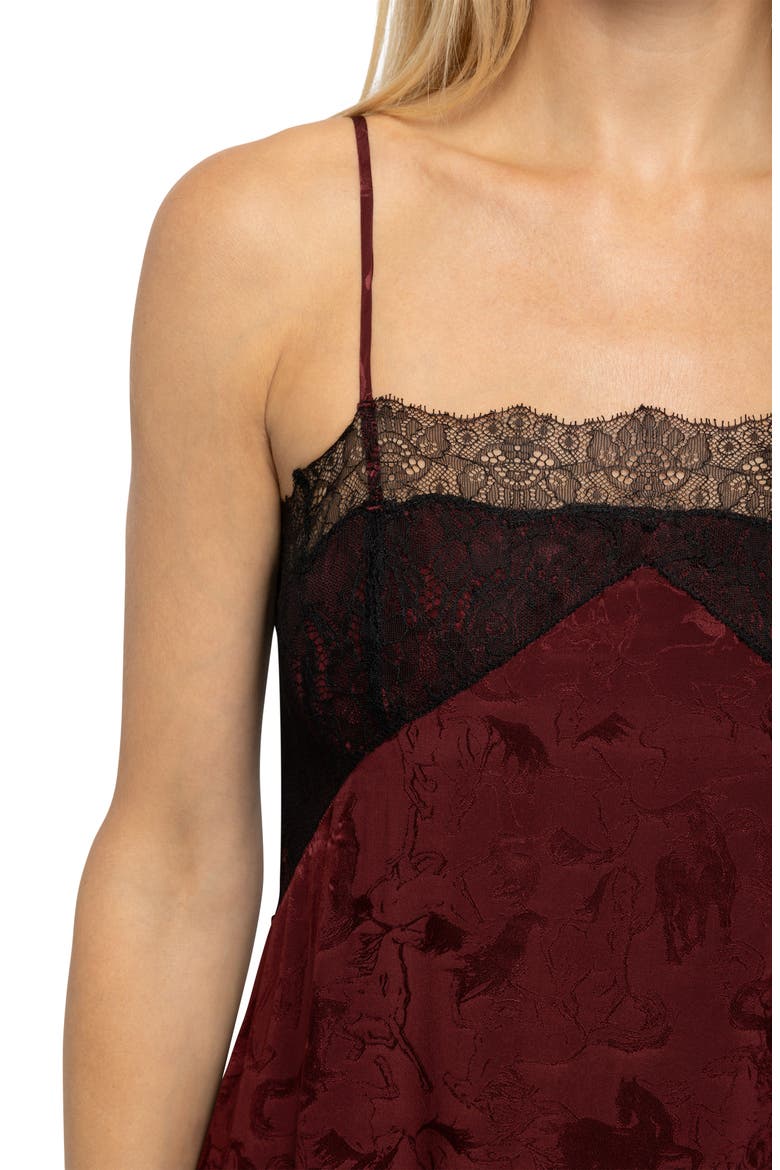 Ridar Jac Horses Silk Slipdress, Alternate, color, CHERRY