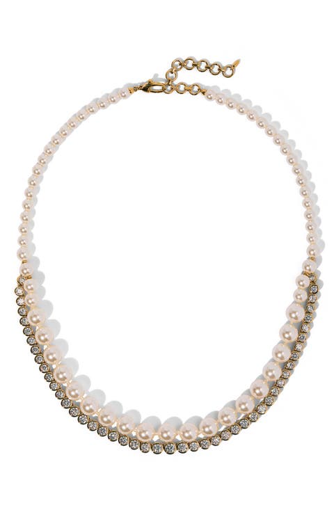 Double Layer Imitation Pearl & Cubic Zirconia Necklace