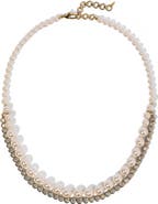 Nadri Double Layer Imitation Pearl & Cubic Zirconia Necklace