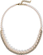 Nadri Double Layer Imitation Pearl & Cubic Zirconia Necklace