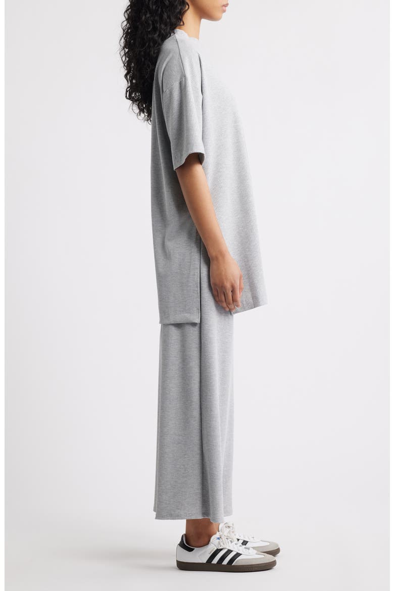 Lex Ribbed Oversize T-Shirt & High Waist Crop Pants Set, Alternate, color, HEATHER GREY