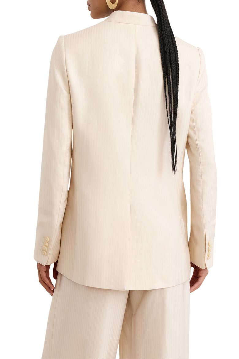 Juniper Jacquard Striped Double Breasted Blazer, Alternate, color, CREAM