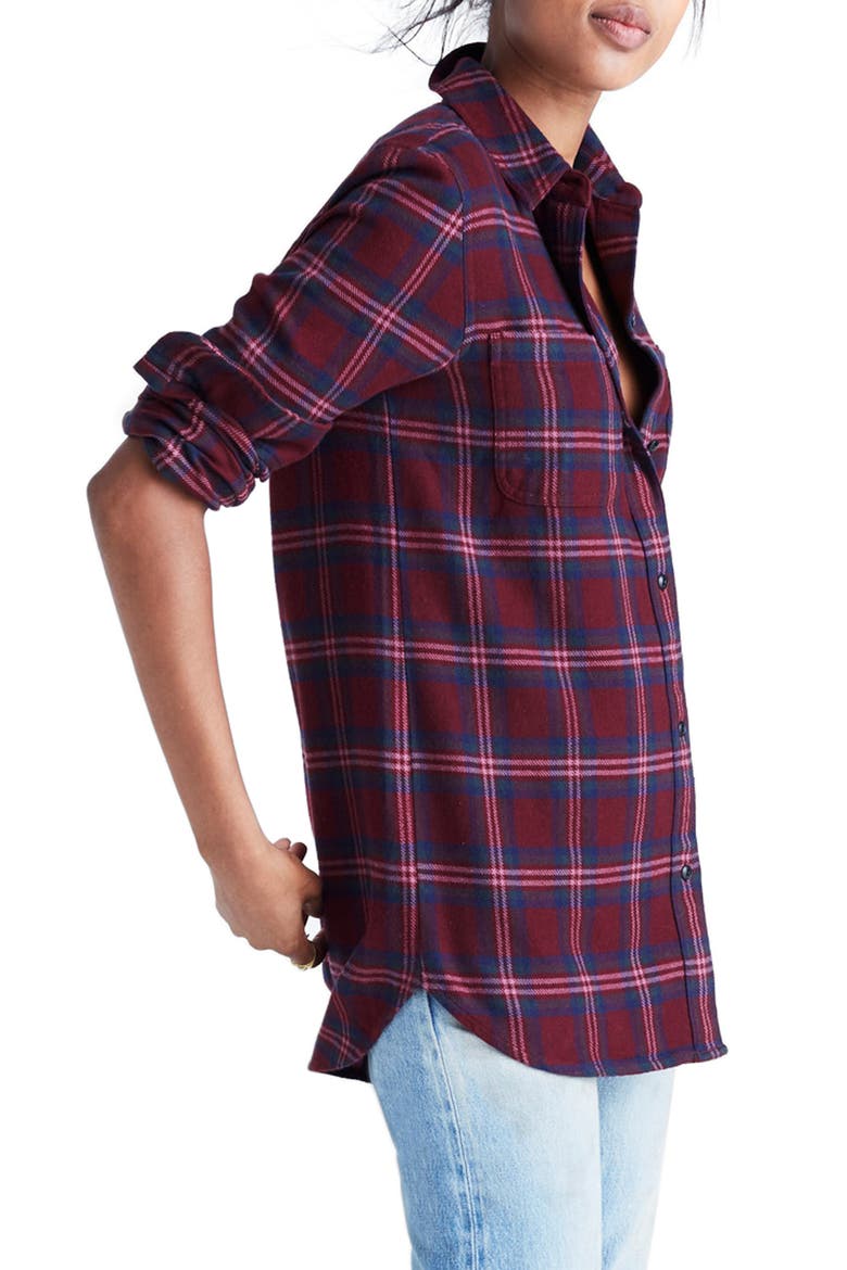 Shrunken Boyfriend Shirt, Alternate, color, DARK CABERNET