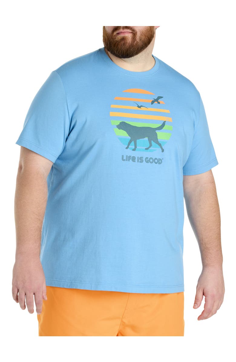 LIFE IS GOOD Big & Tall Dog Sunset Graphic Tee, Main, color, Cool Blue