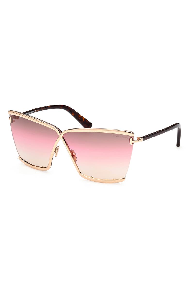 TOM FORD Elle 71mm Gradient Square Sunglasses, Alternate, color, Shiny Rose Gold / Brown