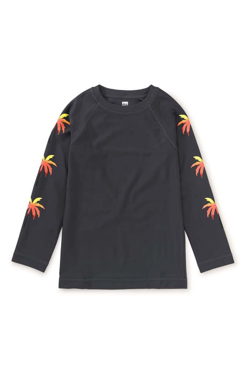 Tea Collection Palm Sleeve Rash Guard, Main, color, Pepper