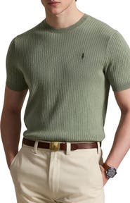 Polo Ralph Lauren Ribbed Short Sleeve Cotton Sweater