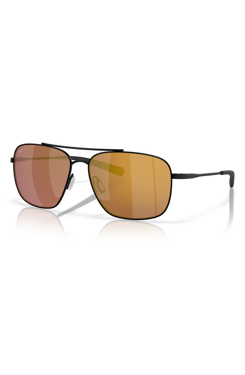 Costa Del Mar Canaveral 59mm Sunglasses, Alternate, color, Satin Black / Gold Mirror 580G