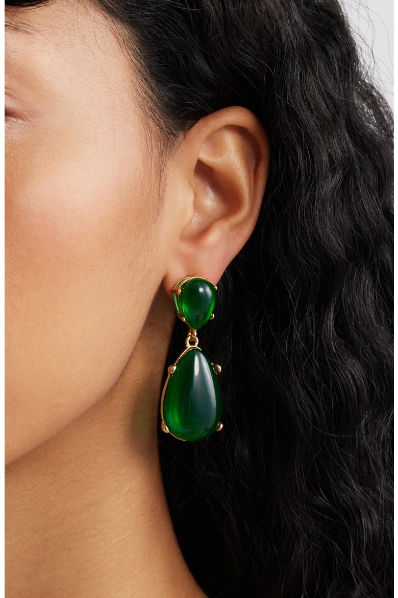 Teardrop Earrings, Alternate, color, GOLD/ GREEN