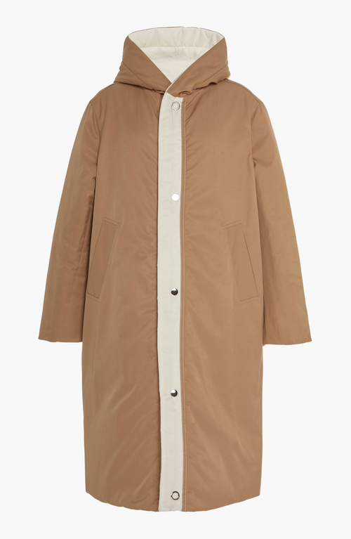 Caalo Sustainable Reversible Satin Down Coat In White