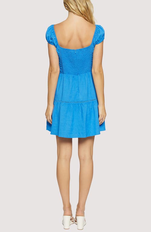 Lost + Wander Zaffiro Shirred Tiered Minidress In Blue
