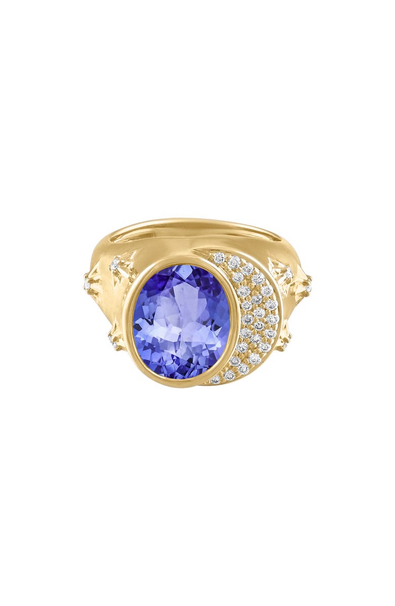 EDEN PRESLEY Celeste Semiprecious Stone & Diamond Pinky Ring, Main, color, Yellow Gold