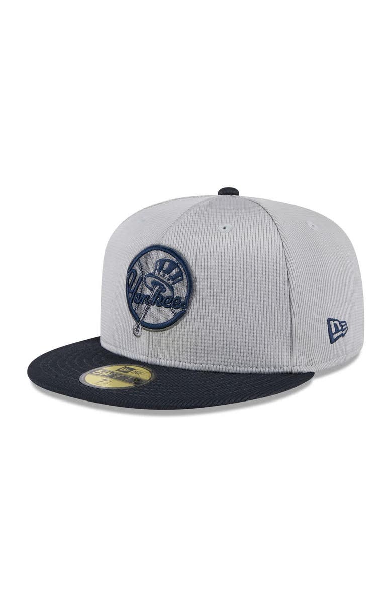 New Era Men's New Era Gray/Navy New York Yankees 2025 Batting Practice 59FIFTY Fitted Hat, Main, color, Gray