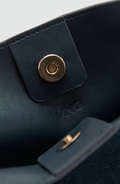 Mango Suede Shoulder Bag In Dark Navy