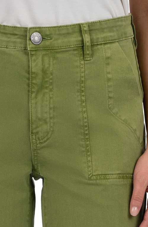 Kut From The Kloth Ashton Crop Barrel Linen Blend Pants In Green