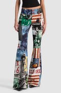Alice + Olivia Kai Low Rise Flare Patchwork Jeans