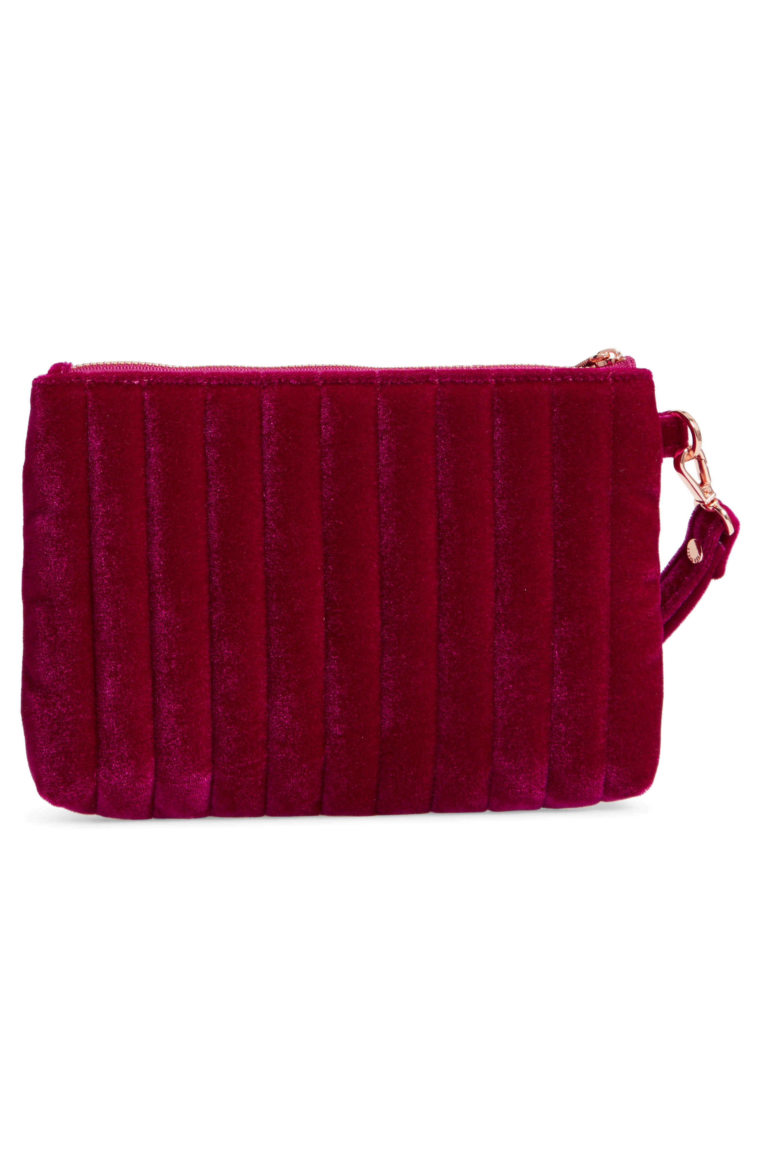Ted Baker London Junie Bow Quilted Velvet Wristlet, Alternate, color, 