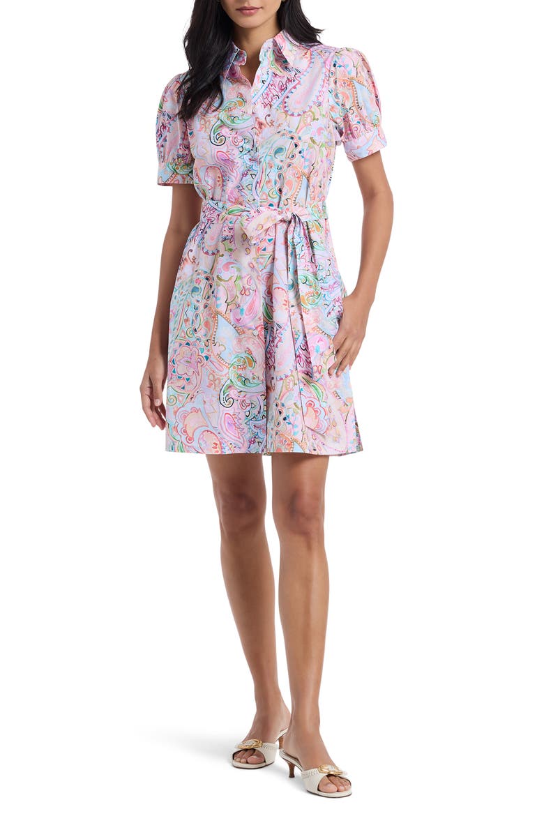Carolina Floral Short Sleeve Cotton Shirtdress, Main, color, PINK MULTI
