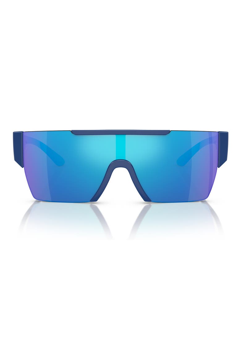Kids' 128mm Rectangular Shield Sunglasses, Main, color, BLUE / GREEN MIRROR LIGHT BLUE