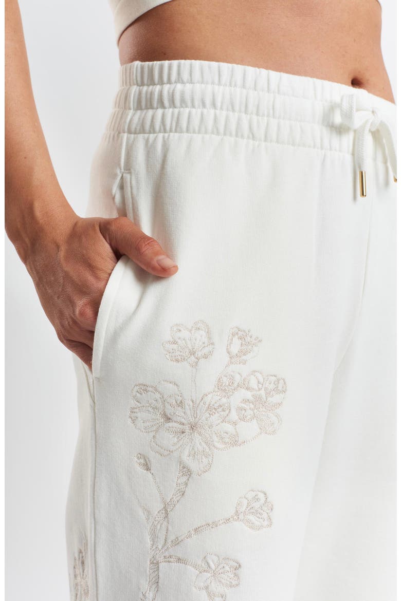 Sitka Blossom-Embroidered Ethical-Cotton Joggers, Alternate, color, Moonlight White