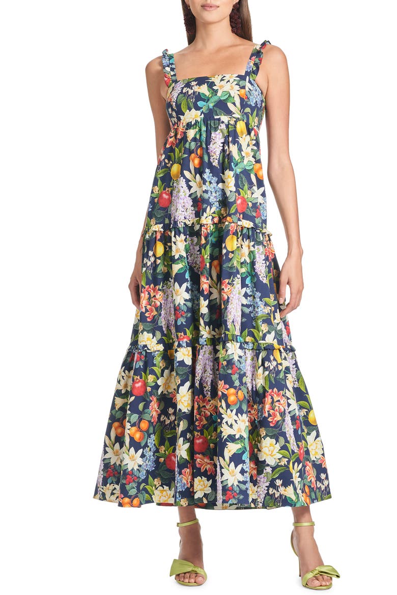 Giorno Floral Stretch Cotton Sundress, Main, color, ALTO GIARDINO