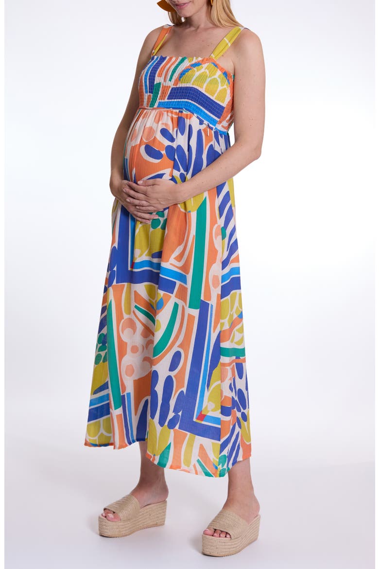 Naïade Maternity and Nursing Maxi Dress, Main, color, BLUE MULTI