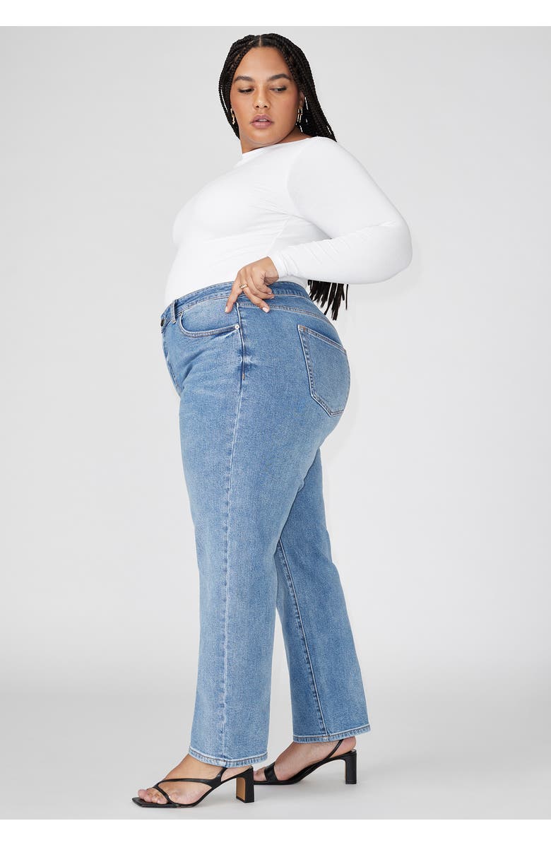 ELOQUII The Naomi Comfort Stretch Straight Leg Jean, Alternate, color, Medium Wash Denim