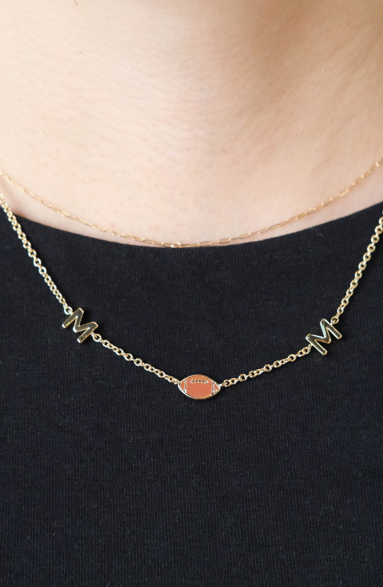 Nickel & Suede Football Mom Necklace, Alternate, color, Football