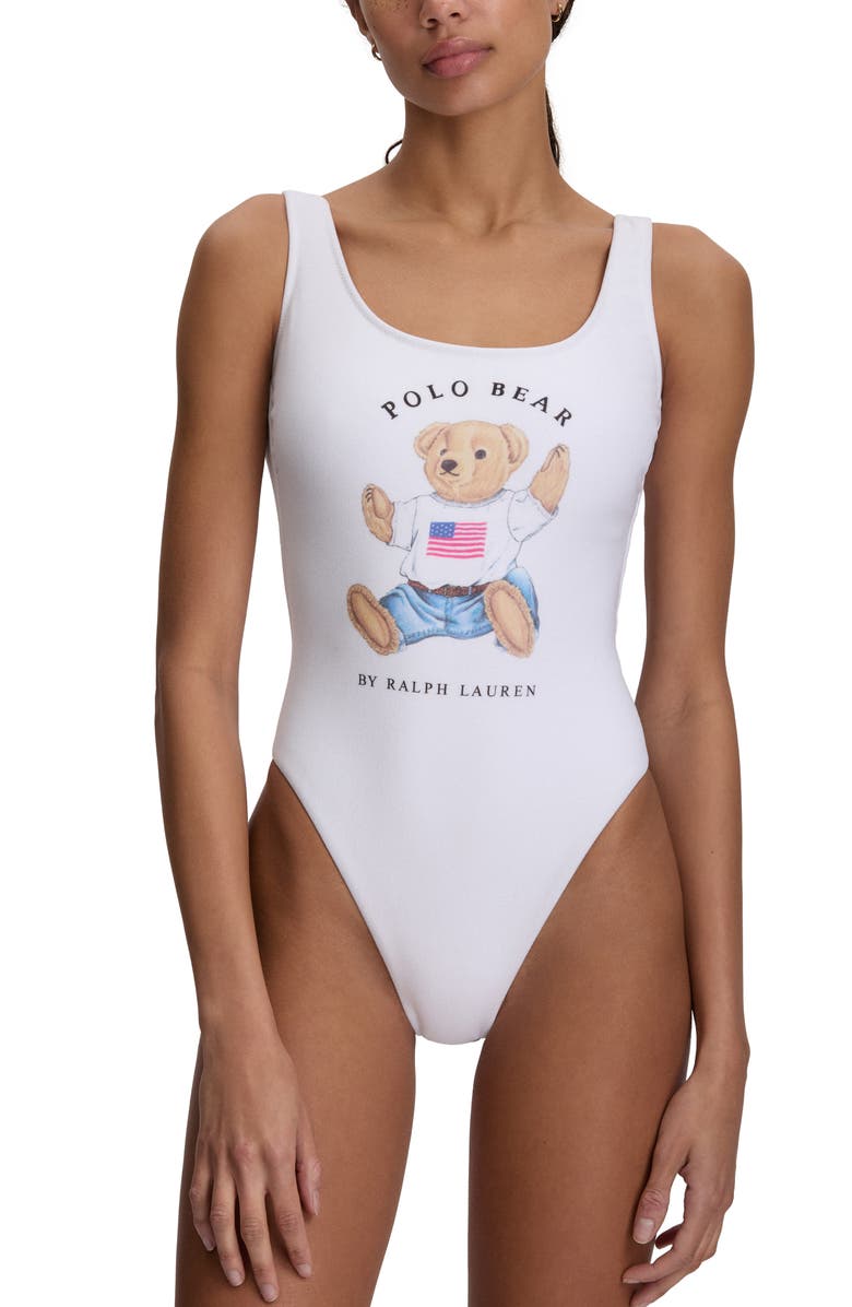 Polo Ralph Lauren Scoop One-Piece Swimsuit, Alternate, color, White