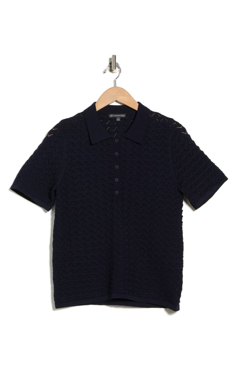 Adrianna Papell Pointelle Short Sleeve Sweater, Alternate, color, Blue Moon