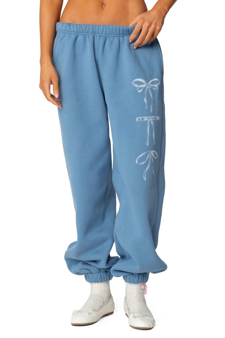 Bow Bliss Oversized Sweatpants, Main, color, BLUE