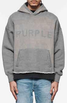 PURPLE BRAND Raw Hem Cotton Fleece Graphic Hoodie