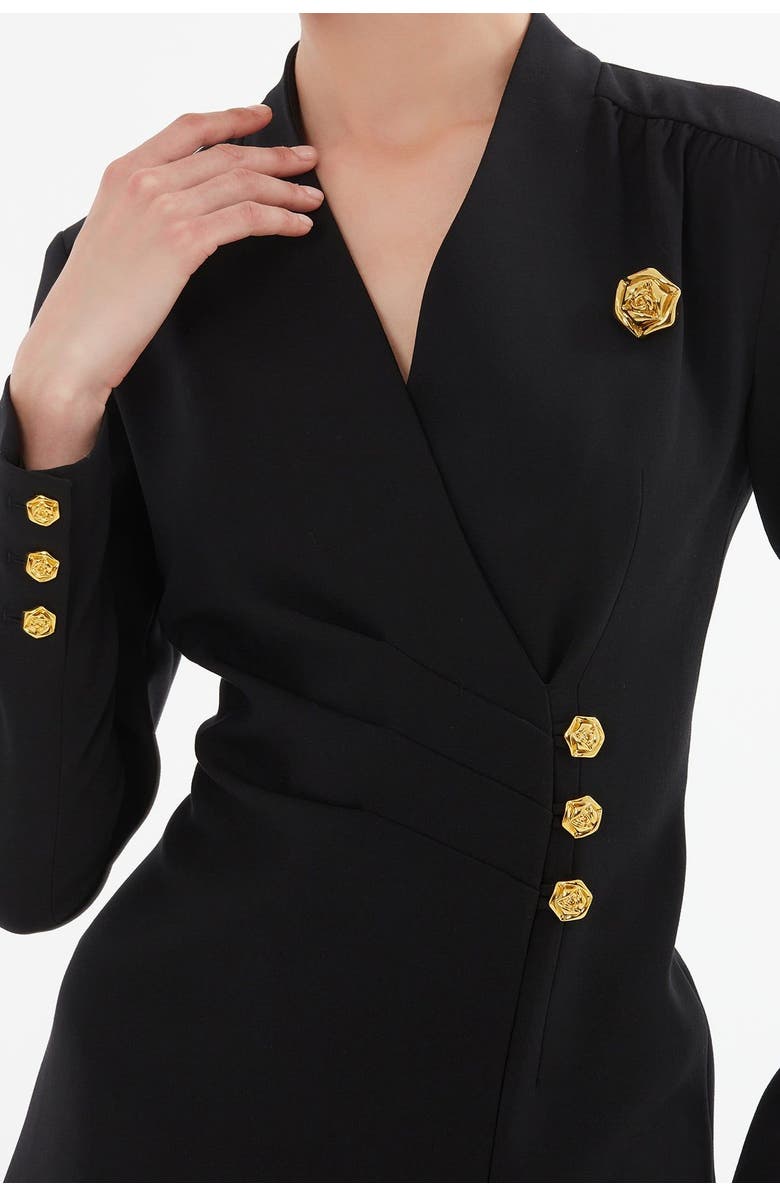 Gizia Wrap Dress with Front Slit, Alternate, color, Black