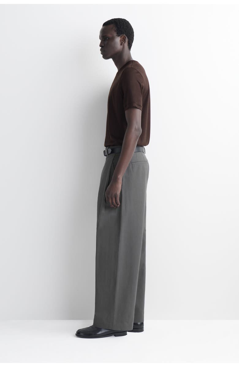 COS Wide-Leg Pleated Cotton Pants, Alternate, color, Gray