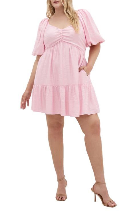 Mindy Puff Sleeve Dress (Plus)
