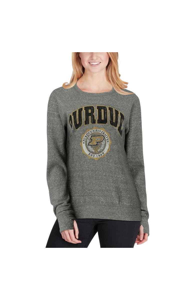 PRESSBOX Women's Pressbox Heathered Gray Purdue Boilermakers Edith Vintage Knobi Pullover Sweatshirt, Alternate, color, Heather Gray