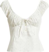 BDG Urban Outfitters Hallie Embroidered Eyelet Cap Sleeve Cotton Top