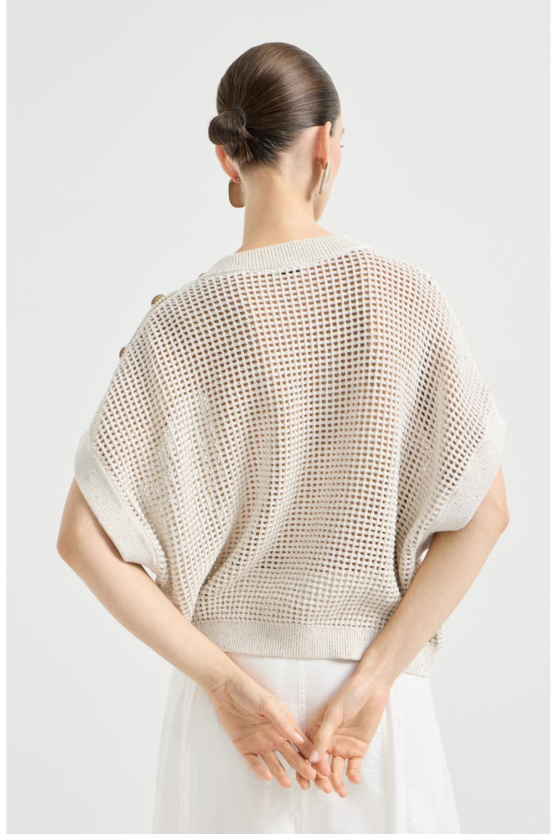 Cotton net sweater, Alternate, color, Oat
