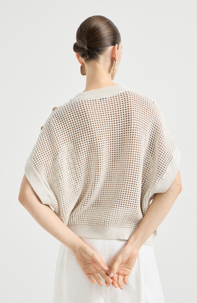 Brunello Cucinelli Cotton net sweater, Alternate, color, Oat