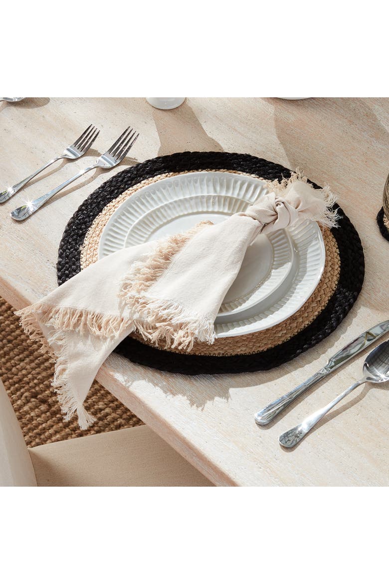 Jute Coil Round Placemats, Set of 8 - Natural/Black Jute, Alternate, color, Black