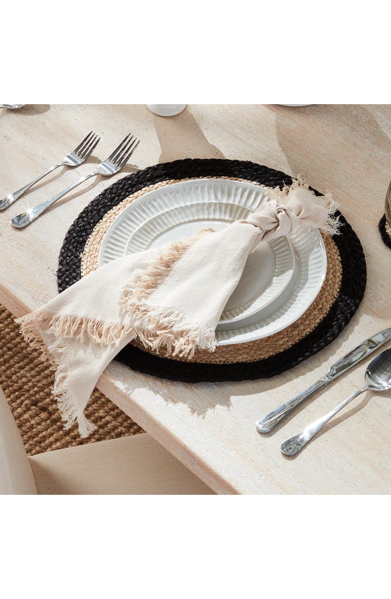 Napa Home & Garden Jute Coil Round Placemats, Set of 8 - Natural/Black Jute, Alternate, color, Black