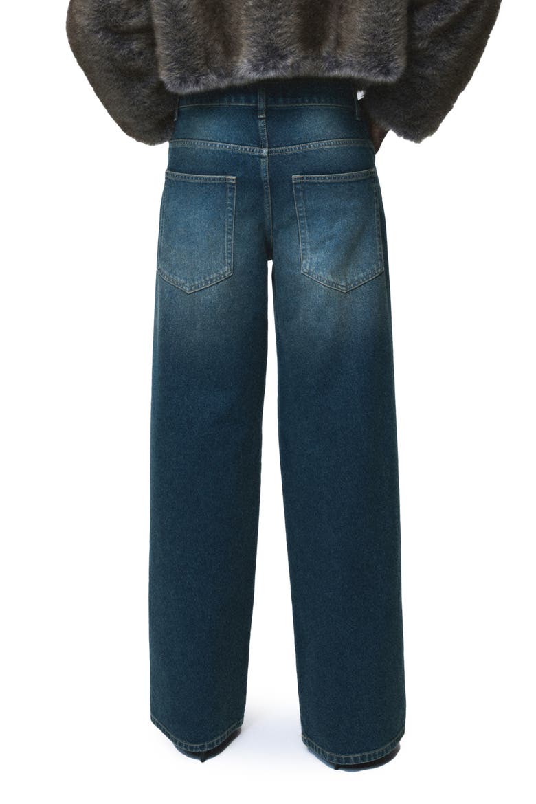 Stud Accent Straight Leg Jeans, Alternate, color, DARK BLUE