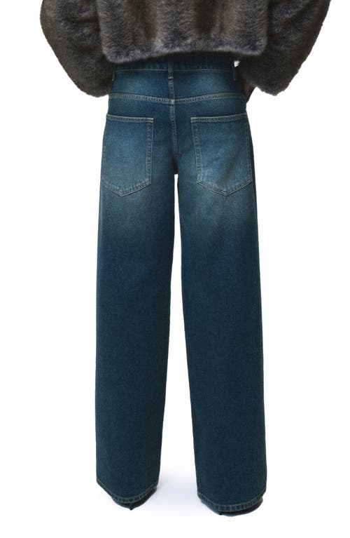 Mango Stud Accent Straight Leg Jeans In Blue